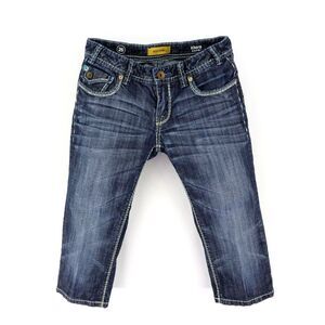 MEK DNM Khora Capri Jeans Womens Size 26 Blue Denim Low Rise Embroidered Pockets